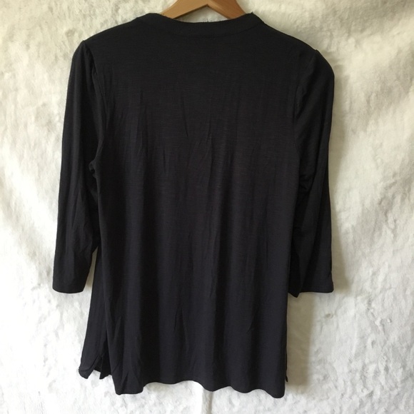 Dolan Left Coast Charcoal Gray Lucille Pleated Tie Neck Peasant Blouse - Picture 8 of 16